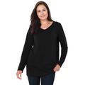 Plus Size Women's Perfect Long-Sleeve V-Neck Tee by Woman Within in Black (Size 4X) Shirt