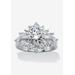 Women's Platinum Plated Round Cluster Ring Cubic Zirconia (3 5/8 cttw TDW) by PalmBeach Jewelry in Platinum (Size 8)