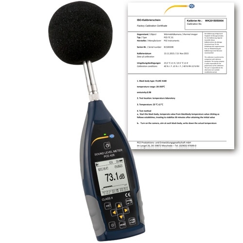 PCE Instruments PCE-428 Schallpegelmesser 25 - 136 db(A) 20 Hz - 12,5 kHz Oktavfilter 20 Hz-8kHz Genauigkeit Klasse 2 Image