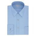 Van Heusen Men's Poplin Fitted Solid Point Collar Dress Shirt, Cameo Blue, 17.5" Neck 36"-37" Sleeve