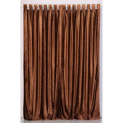 Brown Tab Top Velvet Curtain / Drape / Panel - Piece