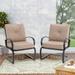 2-Piece C-Spring Patio Metal Dining Chairs with Cushions