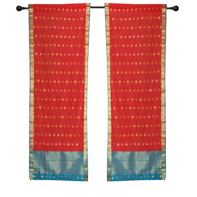 2 Spicy Red Bohemian Sari Curtains Rod Pocket Living Room Window Treatment