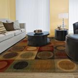 Style Haven Ellington Modern Geometric Block and Circle Green/Red Area Rug