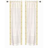 White Hand Crafted Grommet Top Sheer Sari Curtain Panel -Piece