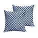 Sorra Home Selena Navy Chainlink Indoor/ Outdoor Knife-Edge Square Pillows (Set of 2)