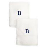 Sweet Kids 2-piece White Turkish Cotton Hand Towels with Royal Blue Monogrammed Initial