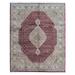 FineRugCollection Hand Knotted Mahi Tabriz with Silk Flowers Red Wool Oriental Rug