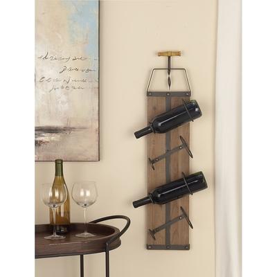 Brown Wood 4 Bottle Wall Wine Rack