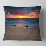 Designart 'Dramatic Colorful Sky Over Beach' Seashore Throw Pillow