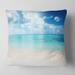 Designart 'Sand of Beach in Blue Caribbean Sea' Modern Seascape Throw Pillow