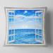 Designart 'Window Open to Blue Wavy Ocean' Seashore Throw Pillow