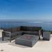 Cape Coral Aluminum Outdoor Sectional Sofa Set with Fire Table by Christopher Knight Home