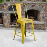 24-inch High Distressed Metal Indoor/Outdoor Counter Height Stool - 17.75"W x 22"D x 40.25"H