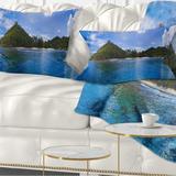 Designart 'Tropical Island at Seychelles Panorama' Modern Seascape Throw Pillow