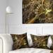 Designart 'Dark Green Gold Digital Art Fractal Flower' Floral Throw Pillow