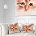 Designart 'Red Watercolor Kitten Sketch' Animal Throw Pillow