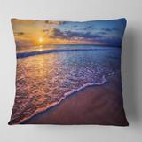 Designart 'Sunset over Blue Seashore' Seashore Photo Throw Pillow