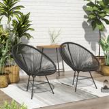 Corvus Sarcelles Acapulco Modern Wicker Bistro Chairs(Set of 2)