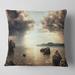 Designart 'Rocky Seashore under Clouds Panorama' Modern Beach Throw Pillow