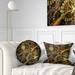 Designart 'Dark Green Gold Digital Art Fractal Flower' Floral Throw Pillow