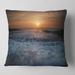 Designart 'Sunrise over Rushing White Waves' Modern Beach Throw Pillow