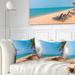 Designart 'Blue Beach with Palm Trees' Seashore Photo Throw Pillow