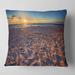 Designart 'Trodden Sandy Beach at Sunset' Seashore Throw Pillow