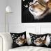 Designart 'Cat with Butterflies on Black' Animal Throw Pillow