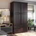 Palace Imports 100% Solid Wood Smart Wardrobe Armoire with 2 Drawers, Metal or Wooden Knobs