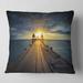 Designart 'Illuminated Wooden Bridge in Sunlight' Pier Seascape Throw Pillow