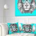 Designart 'Funny Lion with Blue Glasses' Animal Throw Pillow