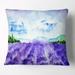 Designart 'Blue Lavender Fields Watercolor' Landscape Printed Throw Pillow