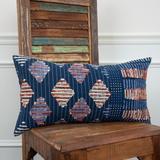 Indigo Geometric Lumbar Pillow Cover