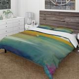 Designart 'Waterpainting Impression of Indigo And Green' Farmhouse Bedding Set - Duvet Cover & Shams - Multi-color