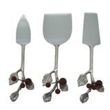 Holly Berry Design 3-Piece Cheese Set - Set of 3