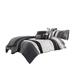 7 Piece King Size Cotton Comforter Set with Geometric Print, Gray and Black