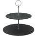 Creative Home Genuine Slate 2-tier Cake Stand, Cup Cake, Dessert, Fruit Server Stand with Soapstone Chalk