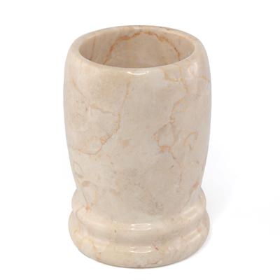 Creative Home Double Rings Collection Champagne Marble Tumbler, Toothbrush Holder, Makeup Brush Organizer - Beige