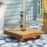 Ralph Outdoor Acacia Wood and Stainless Steel Outdoor 44lb Square Umbrella Base by Christopher Knight Home