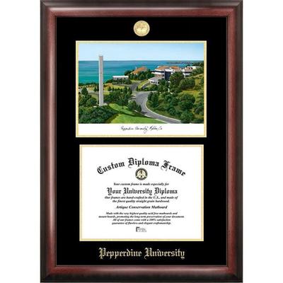 Pepperdine University 11w x 8.5h Gold Embossed Diploma Frame with Campus Images Lithograph