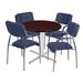 Via 30" Round X-Base Table- Mahogany/Chrome & 4 Uptown Side Chairs- Black