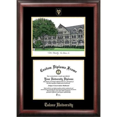 Tulane University 11w x 8.5h Gold Embossed Diploma Frame with Campus Images Lithograph