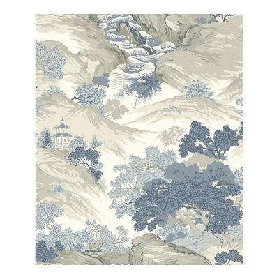 Crown Ordos Blue Eastern Toile Wallpaper - 20.5 x 396 x 0.025