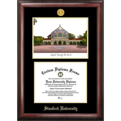 Stanford University 11w x 8.5h Gold Embossed Diploma Frame with Campus Images Lithograph