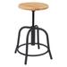 19" - 25" Height Adjustable Swivel Stool, Wooden Seat and Black Frame