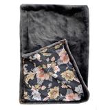 Plutus Two Tone Gray/Amber Handmade Luxury Blanket with Floral Backing