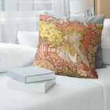 Porch & Den Alphonse Mucha 'Woman Among Flowers' Throw Pillow