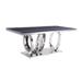 ACME Nasir Dining Table in Gray Printed Faux Marble and Mirrored Silver Finish