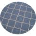 Blue Trellis Contemporary Oriental Area Rug Hand-tufted Wool Carpet - 8'0" x 8'0" Round